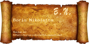 Boris Nikoletta névjegykártya